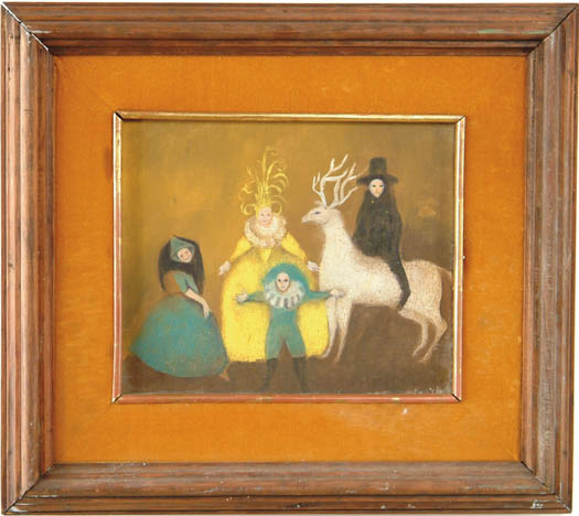 Appraisal: PURI YANEZ th Century THE REINDEER Oil on masonite scene