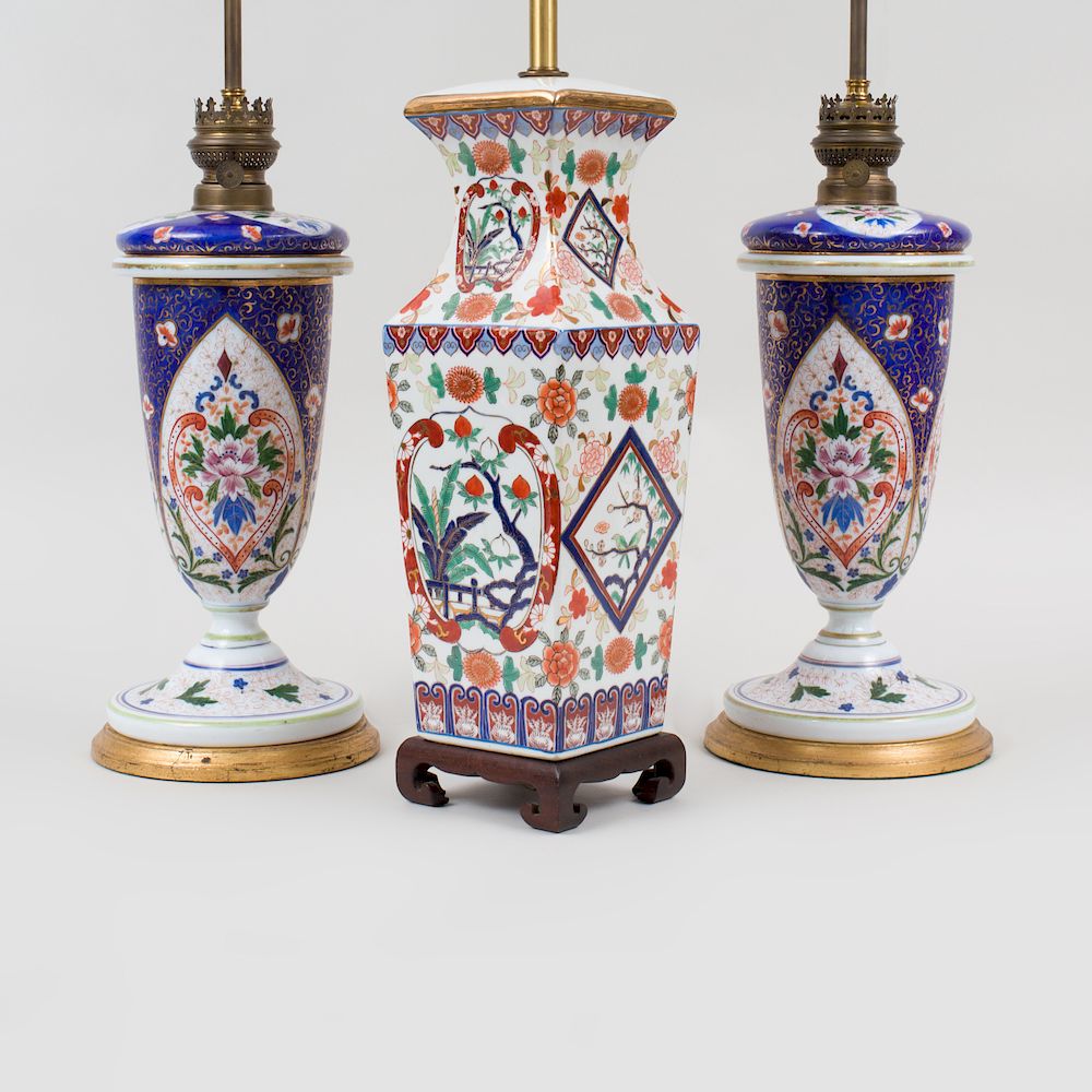 Appraisal: Pair of Continental Painted and Parcel-Gilt Opaline Glass Vases and