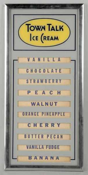 Appraisal: Reverse Glass Town Talk Ice Cream Menu Board Description Circa