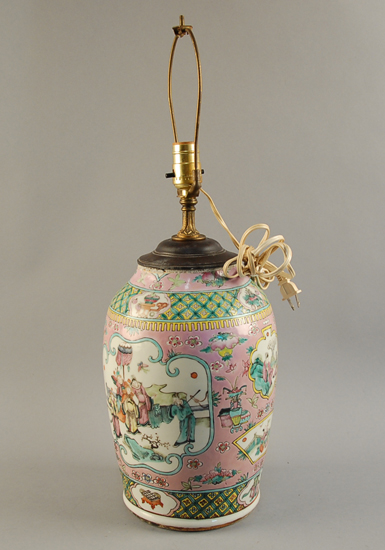 Appraisal: A Chinese Porcelain Vase Jar Converted to a Lamp the