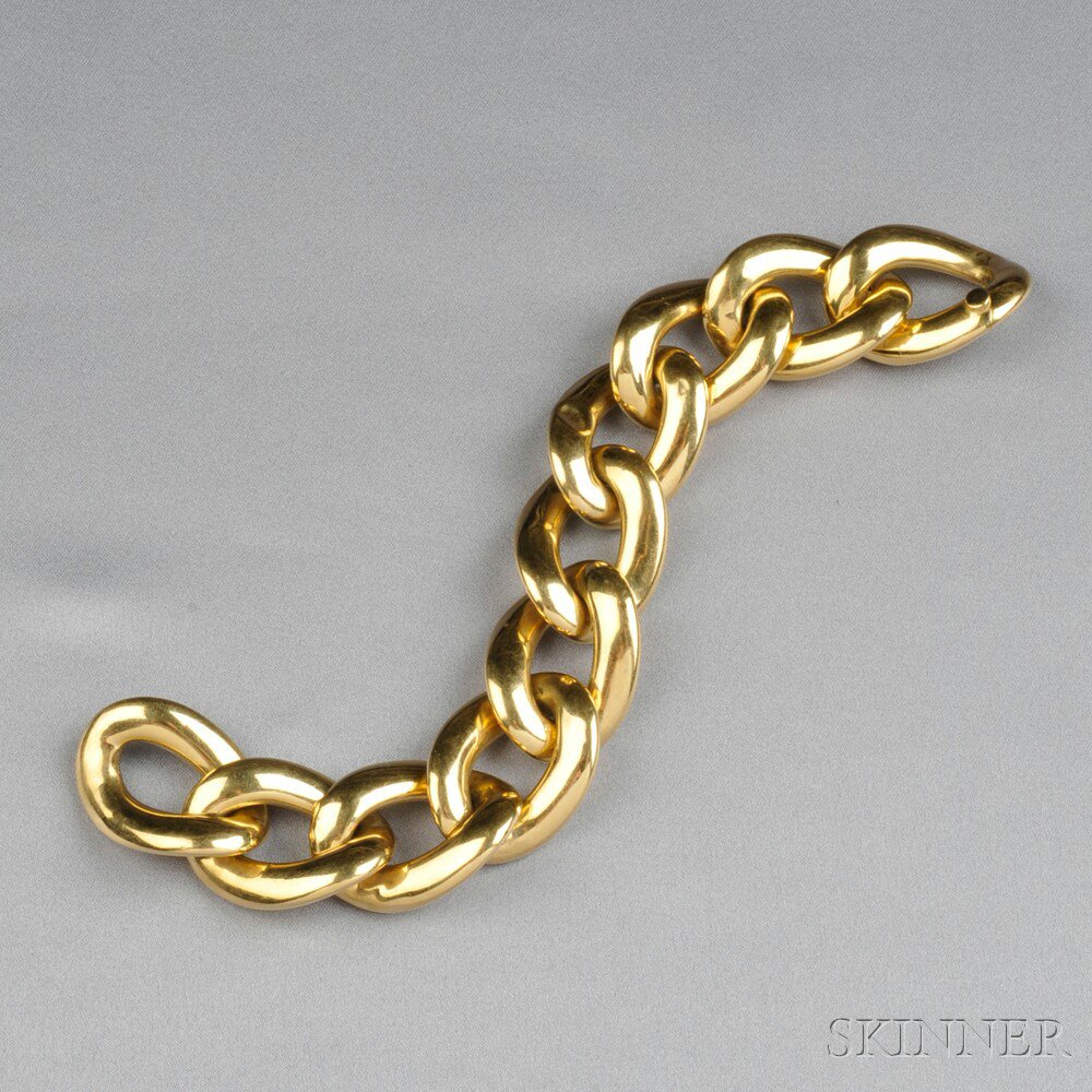 Appraisal: kt Gold Bracelet of wide oval links dwt lg in