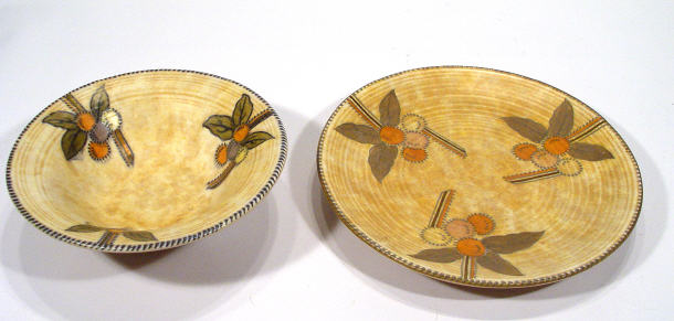 Appraisal: Charlotte Rhead pottery charger and a matching bowl hand painted