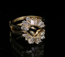 Appraisal: A Gold Diamond Guard Ring k yellow gold double guard