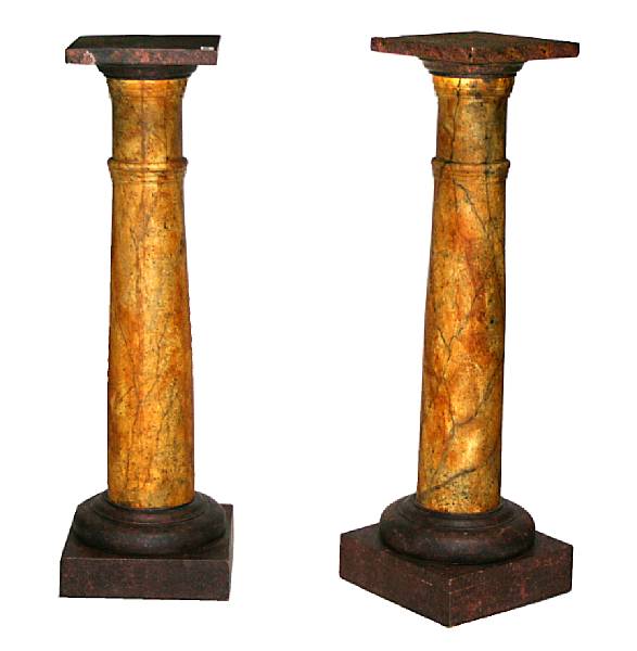 Appraisal: A pair of Baroque style faux marble decorated columnar pedestals