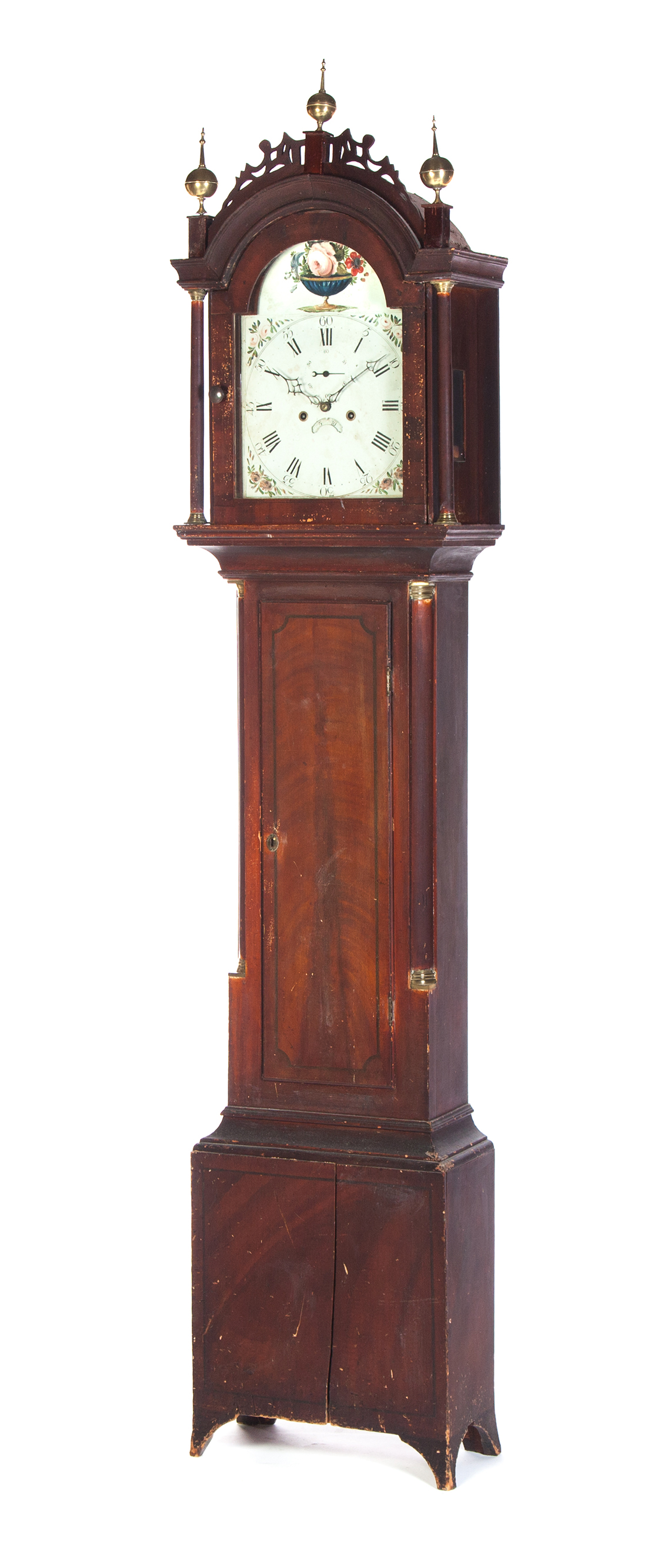 Appraisal: NEW ENGLAND HEPPLEWHITE TALL CASE CLOCK Early th century pine