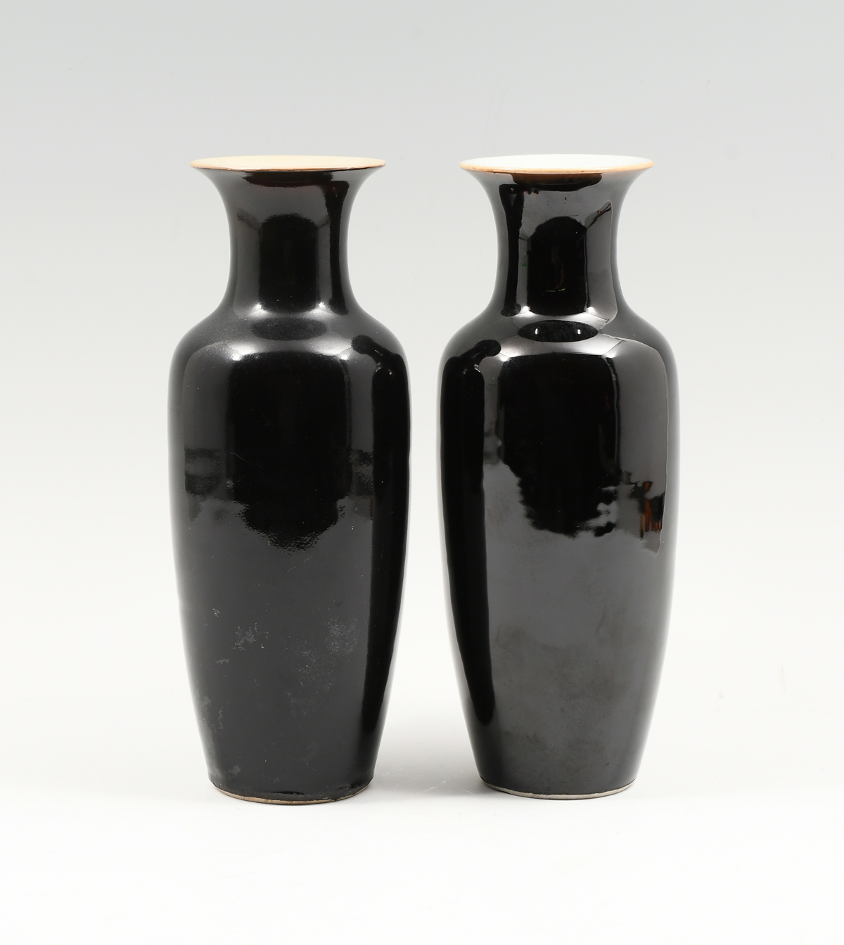 Appraisal: PAIR DARK BROWN GLAZED CHINESE PORCELAIN VASES Pair of Qing