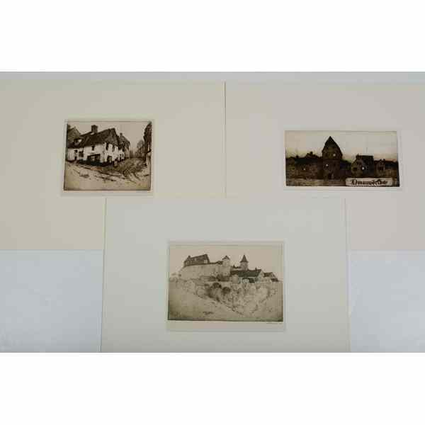 Appraisal: Five Etchings of Bavaria and France by Everett Lon Everett