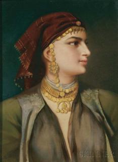 Appraisal: Austrian Porcelain Plaque of a Gypsy Woman late th early