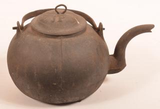 Appraisal: Cast Iron Hot Water Kettle Dome lid signed JP h