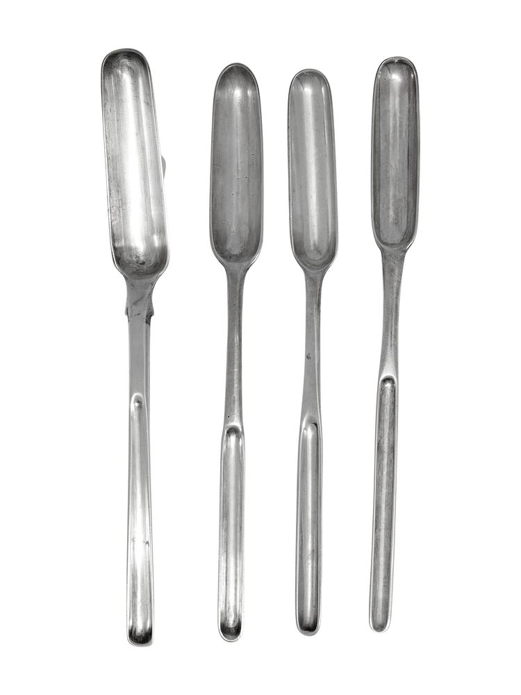 Appraisal: A Group of Four Georgian Silver Marrow Scoops A Group