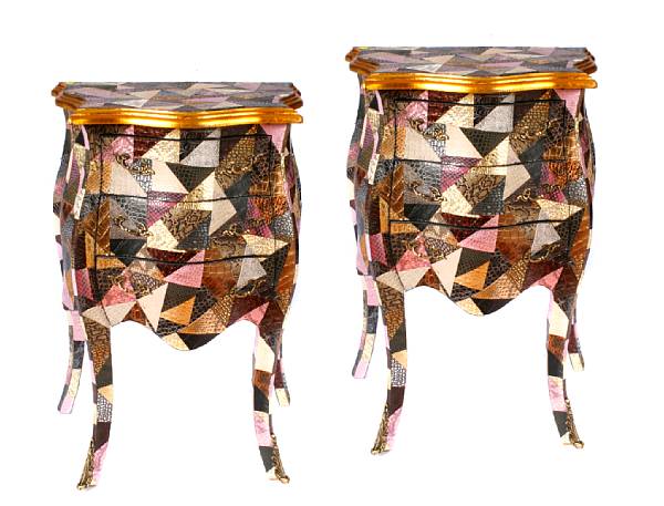 Appraisal: A pair of appliqued night stands height in width in