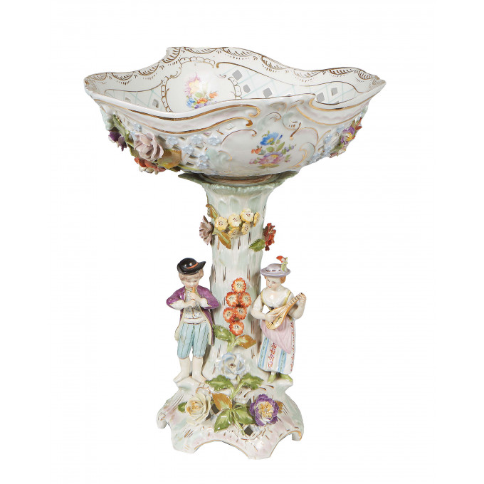 Appraisal: German Porcelain Figural Centerpiece th c in the Dresden style