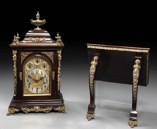 Appraisal: A German gilt bronze mounted mahogany bracket clock Makers Winterhalder