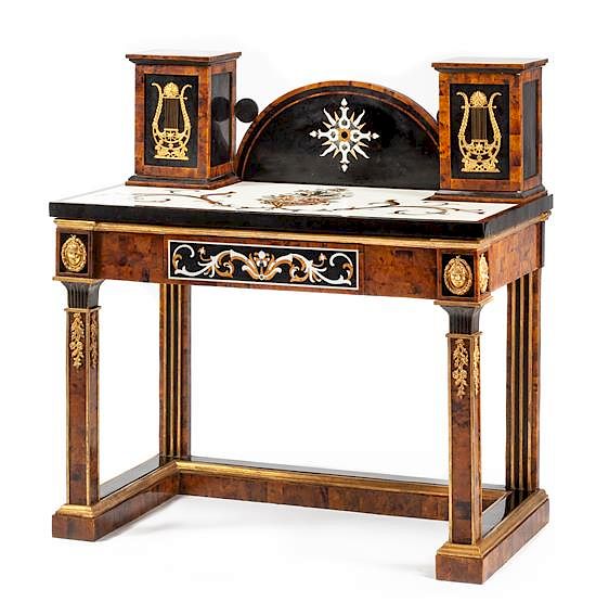 Appraisal: A Continental Specimen Marble Inlaid Lady's Writing Desk Height x