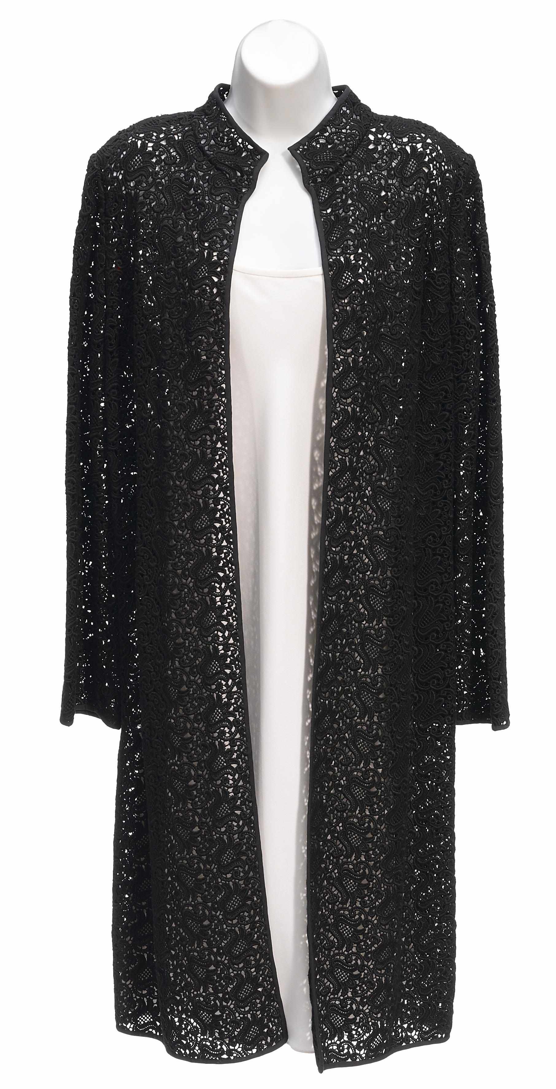 Appraisal: An Oscar de la Renta black lace coat and ivory