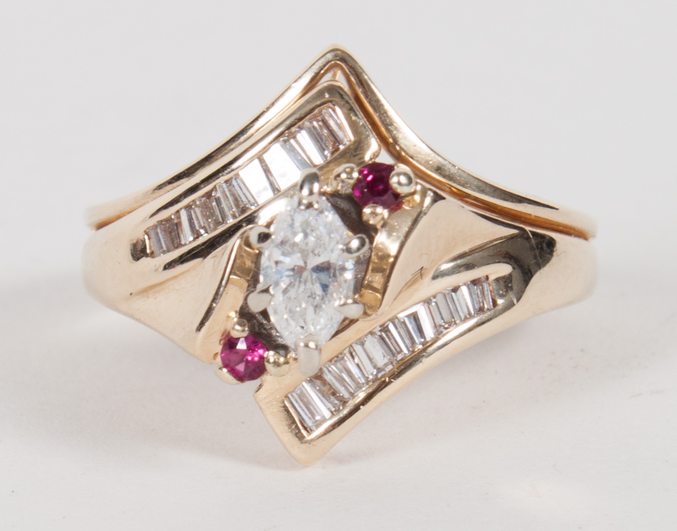 Appraisal: Lady's K gold diamond ruby ring size grams