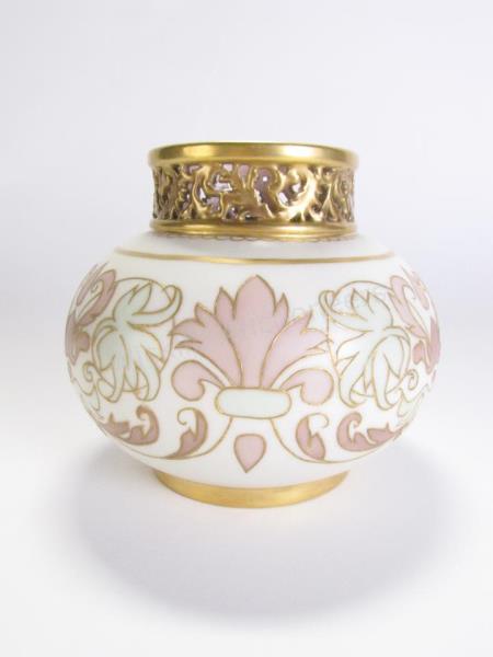 Appraisal: Jean Pauyat Limoges Vase painted and enameled floral decoration reticulated