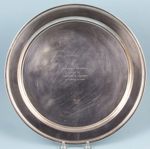 Appraisal: Tiffany Co sterling silver round presentation tray incscribed Nassua trophy