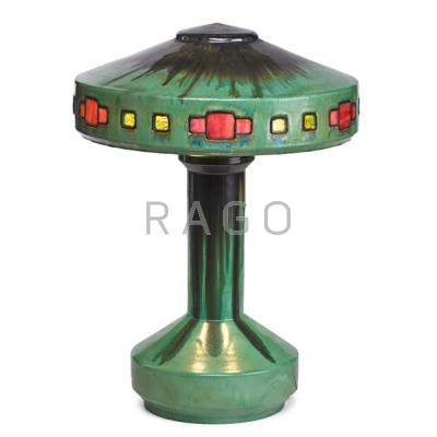 Appraisal: FULPER Rare Vasekraft lamp Flemington Green Flambe glaze Flemington NJ