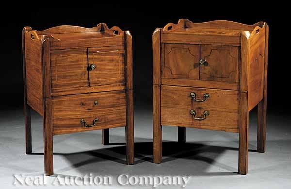 Appraisal: A Near Pair of George III Mahogany Commode Stands each