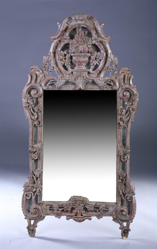 Appraisal: CONTINENTAL ROCOCCO STYLE PAINTED WALL MIRROR th century Cartouche form