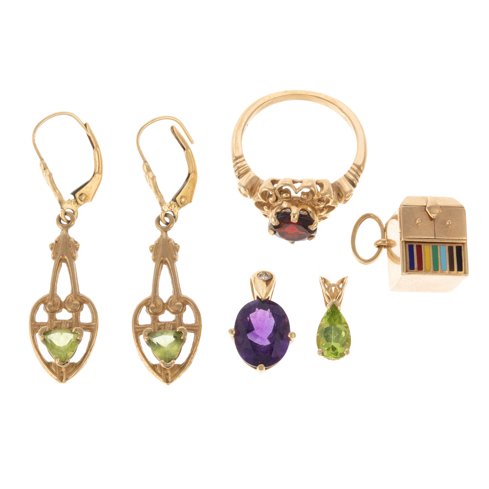 Appraisal: A COLLECTION OF GEMSTONE JEWELRY IN K GOLD K yellow