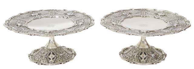 Appraisal: pair American sterling silver reticulated raised compotes Shreve Company in