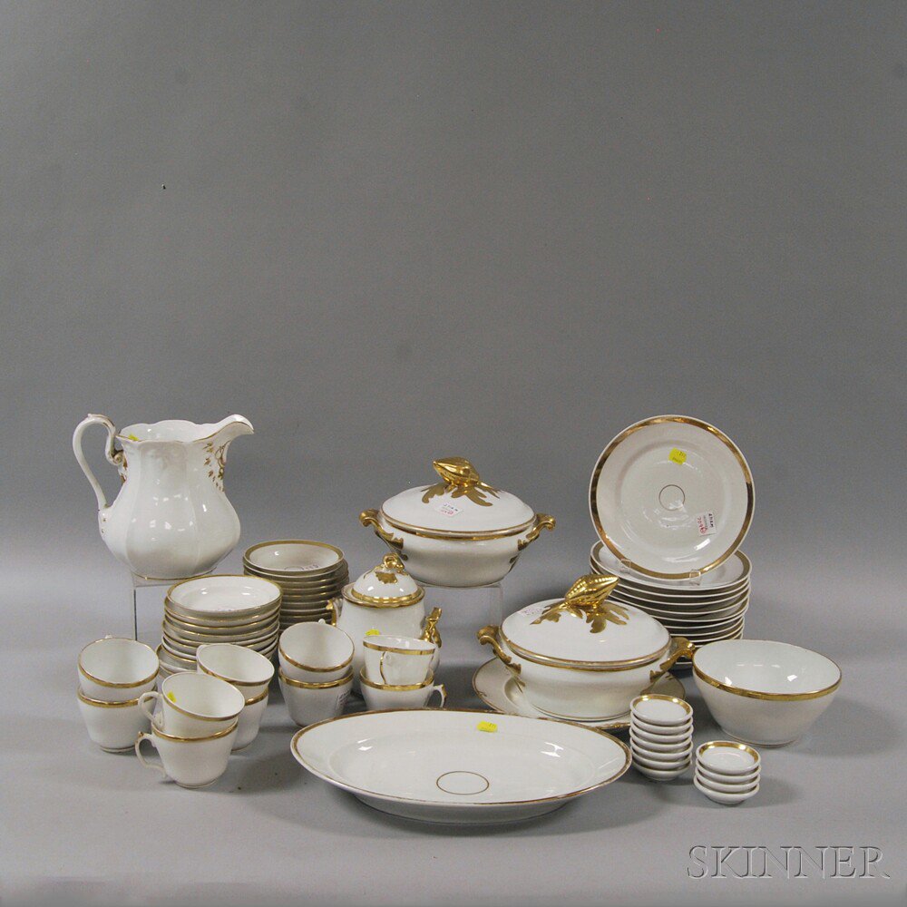 Appraisal: Approximately Sixty-two-piece White Porcelain Partial Dinner Service th century with