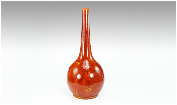 Appraisal: Burmantofts Bottle Vase red over yellow glaze impressed marks to