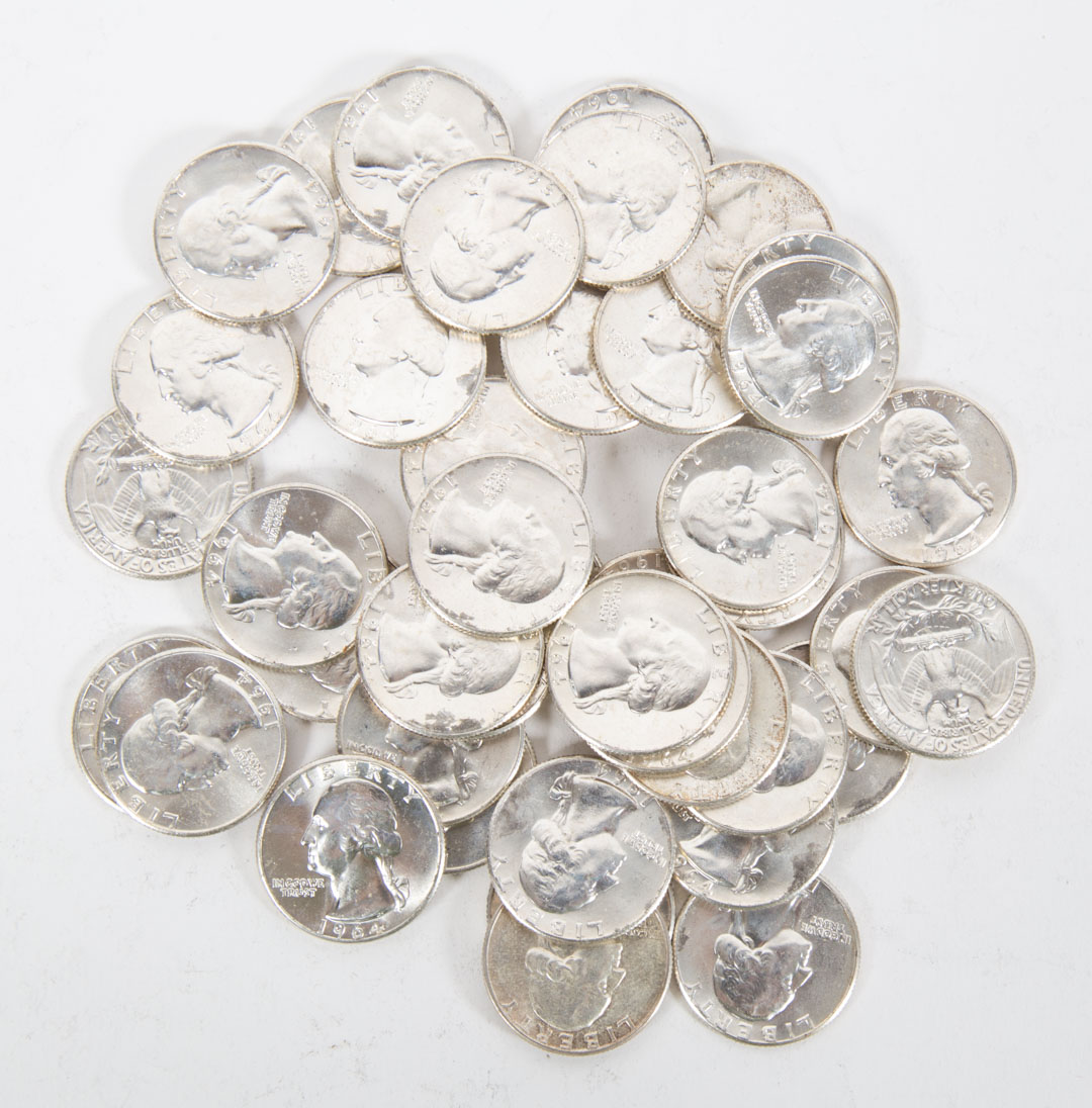 Appraisal: USA Washington Quarters Forty-three uncirculated Washington silver quarters Grades MS