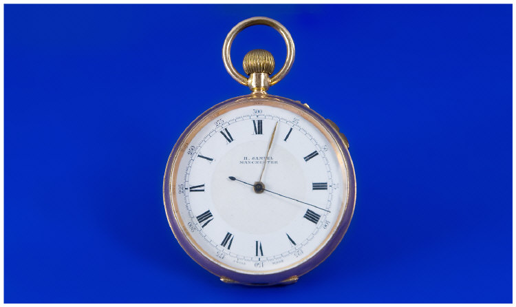 Appraisal: ct Gold H Samuel Pocket Watch Open Face Enamelled Dial