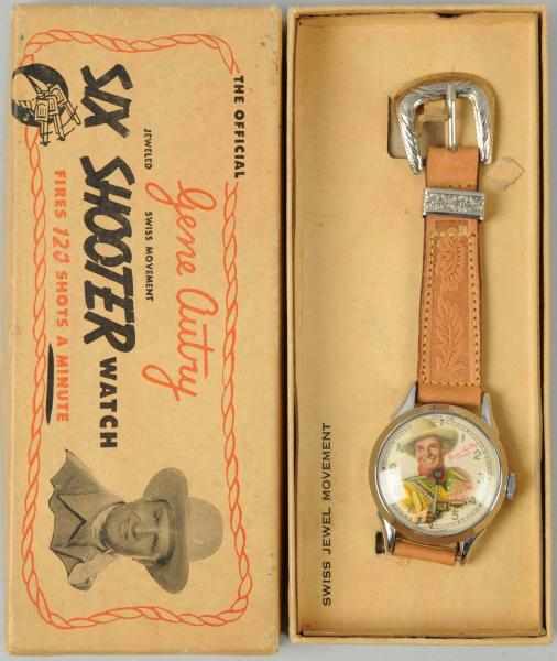 Appraisal: Gene Autry Six-Shooter Western Character Watch Dated Made by New