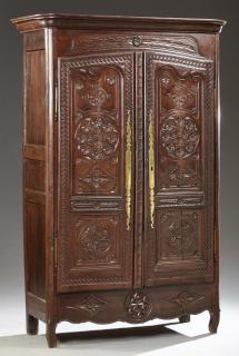 Appraisal: French Brittany Carved Oak Armoire th c the r French