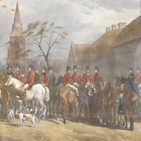 Appraisal: Fox Hunt Engraving The Pytchley Hunt the crick meet by