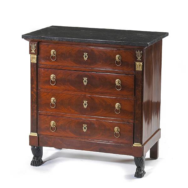 Appraisal: An Empire gilt bronze mounted parcel ebonized mahogany commode first