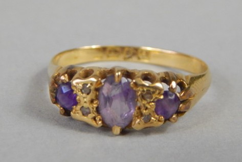 Appraisal: An ct gold Victorian amethyst and diamond dress ring set