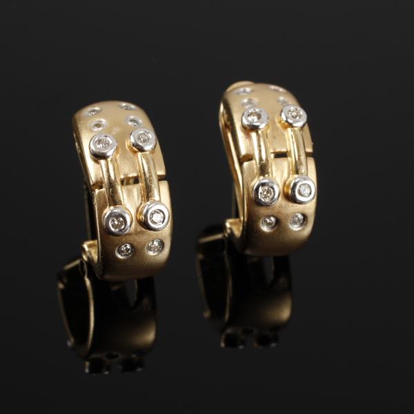 Appraisal: Yellow Contemporary Modern Designer Matte Gold K Diamond Huggie Earrings