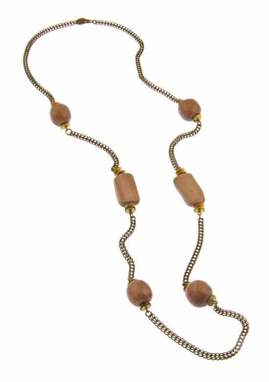 Appraisal: A Miriam Haskell Brown Glass Bead Necklace Stamped Miriam Haskell