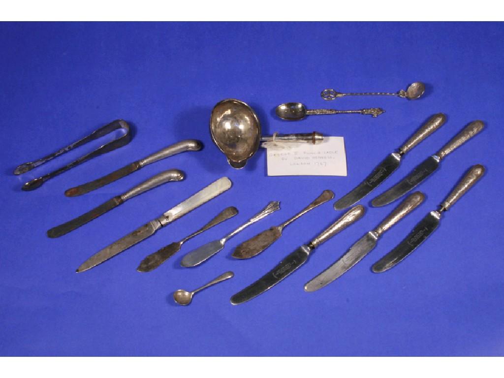 Appraisal: A QUANTITY OF SILVER HANDLED KNIVES and a punch ladle