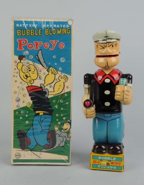 Appraisal: Linemar Battery-Operated Bubble Blowing Popeye Includes original box which is