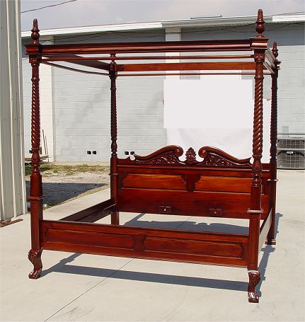 Appraisal: CARVED MAHOGANY TESTER STYLE KING SIZE BED With tall poster