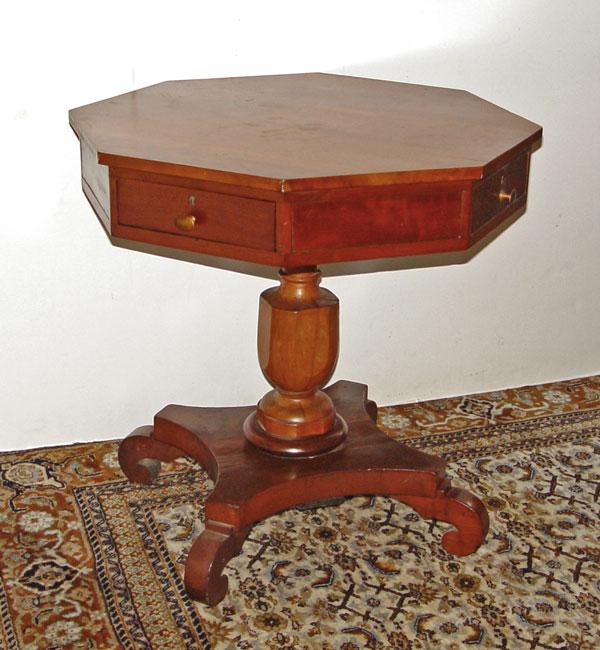 Appraisal: CHERRY OCTAGONAL REVOLVING GAME TABLE Swivel top drawer top rotates