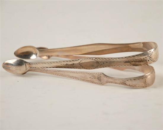 Appraisal: Two Irish Georgian Sugar Tongs one by John Kearns c