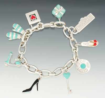 Appraisal: A Tiffany Co Sterling Silver and Enamel Charm Bracelet Sterling