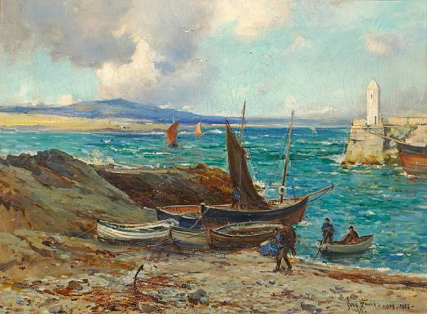 Appraisal: Owen Bowen British - Boats on a beach Isle of