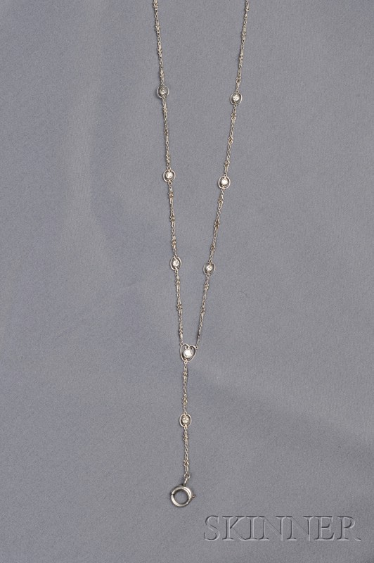 Appraisal: Edwardian Platinum and Diamond Chain the delicate fancy links with