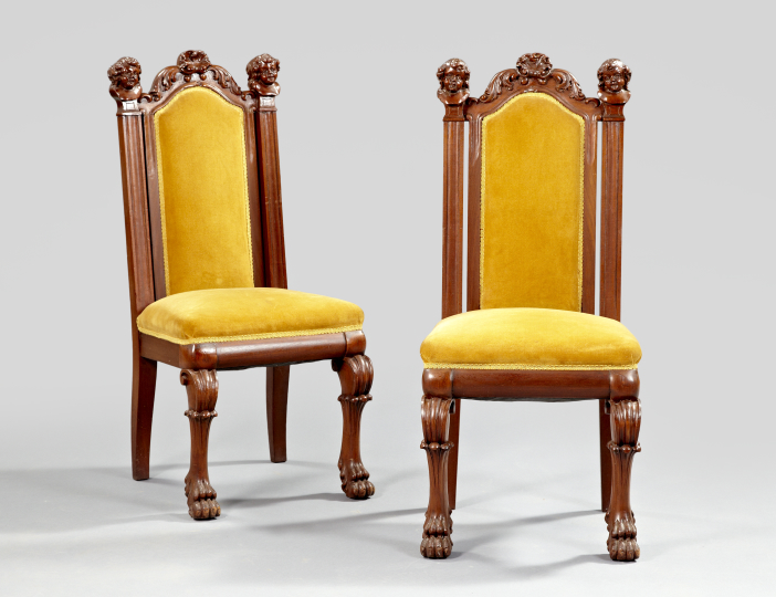 Appraisal: Pair of American Late Victorian Mahogany Hall Chairs fourth quarter