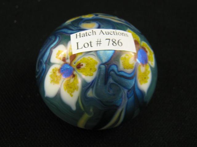 Appraisal: Orient Flume Art Glass Paperweight floral vine signed dated excellent