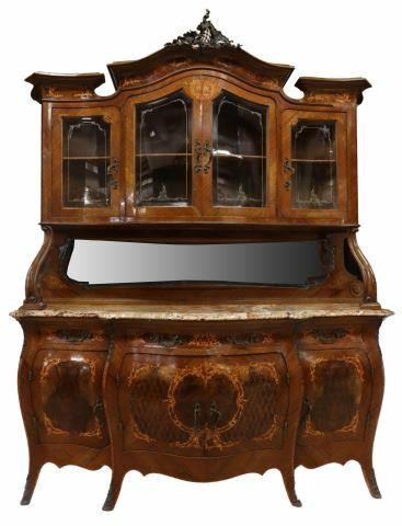 Appraisal: Italian Louis XV style two-part marquetry sideboard Mobilificio Bertero Ovada