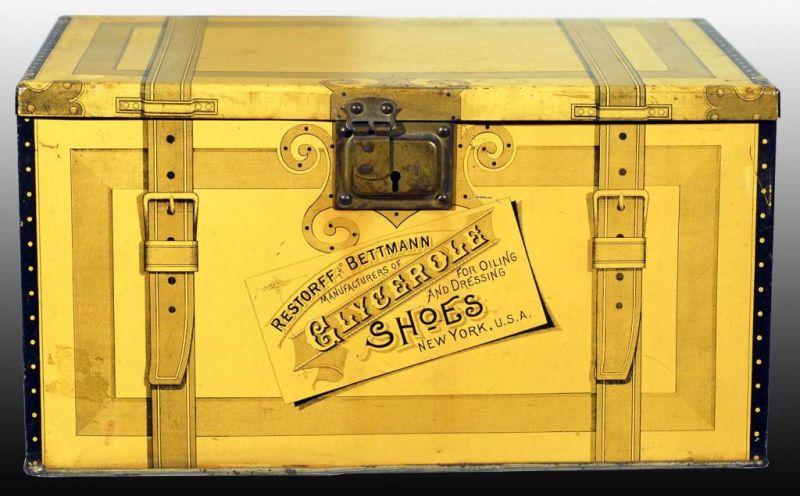 Appraisal: Glycerol Shoe Dressing Trunk Tin Description Manufactured by R B